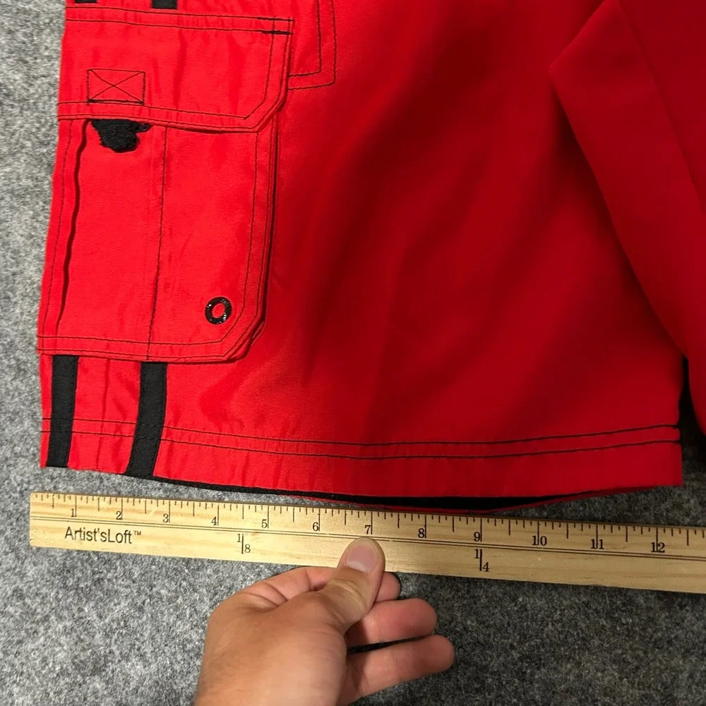 Ocean Pacific Red Cargo Board Shorts Y2K Skater Baggy Swim Trunks Mens Size M‎